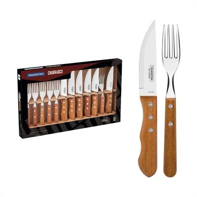 Jogo Talheres Tramontina para Churrasco Jumbo Inox com 12 Peças